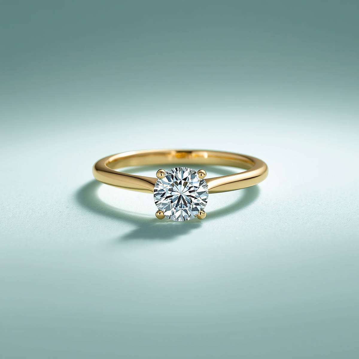 Round Shape Lab-Grown Diamond Gold Ring by Amulakhh Jewels