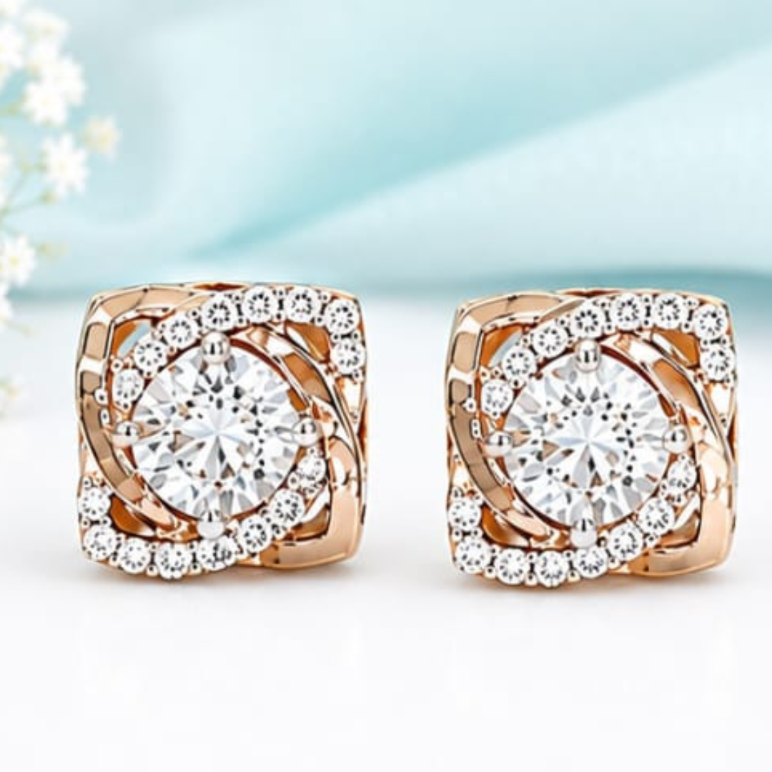 Heart & Round Lab Grown Diamond Earrings