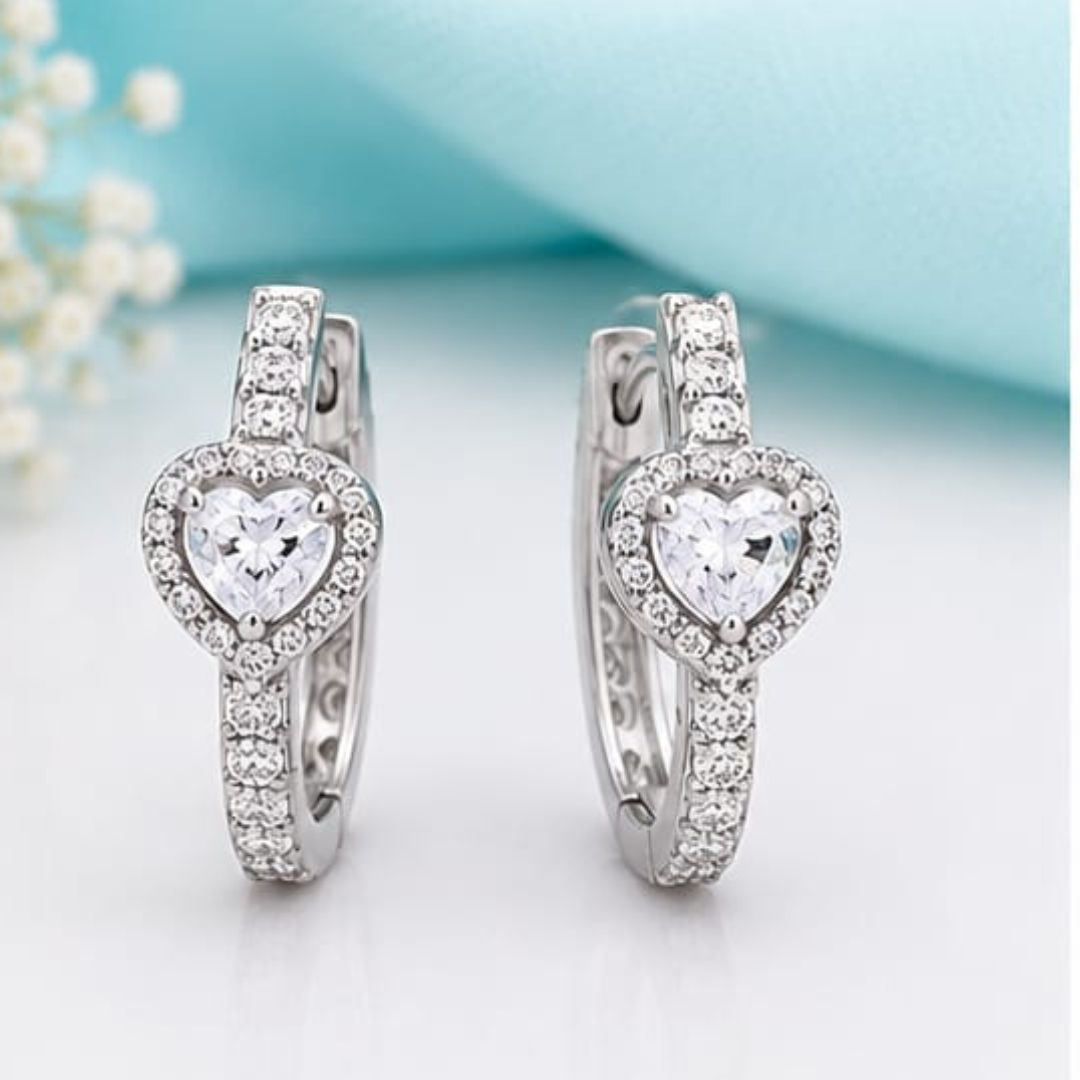 Heart & Round Lab Grown Diamond Earrings