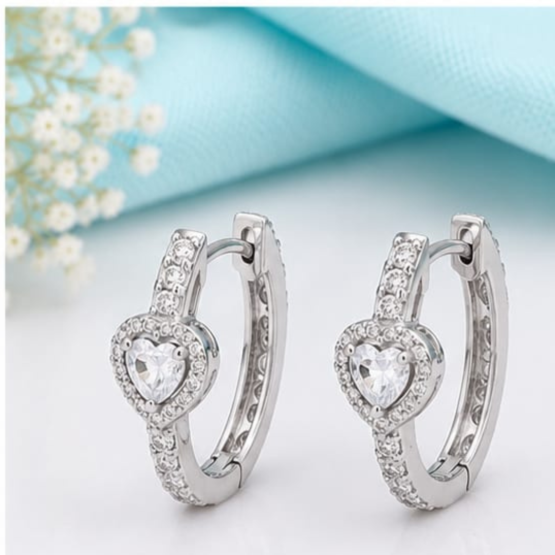Heart & Round Lab Grown Diamond Earrings