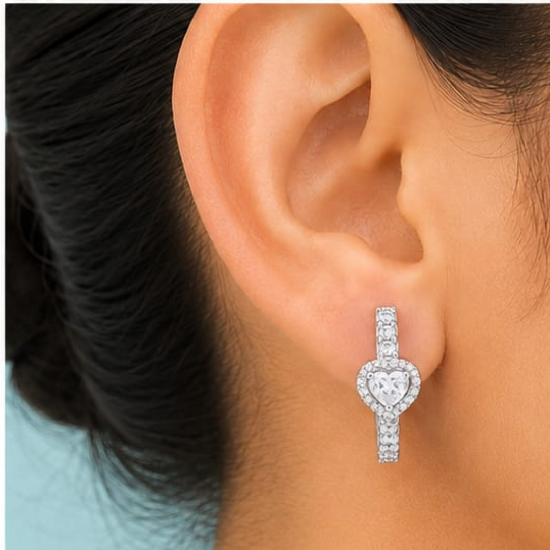 Heart & Round Lab Grown Diamond Earrings