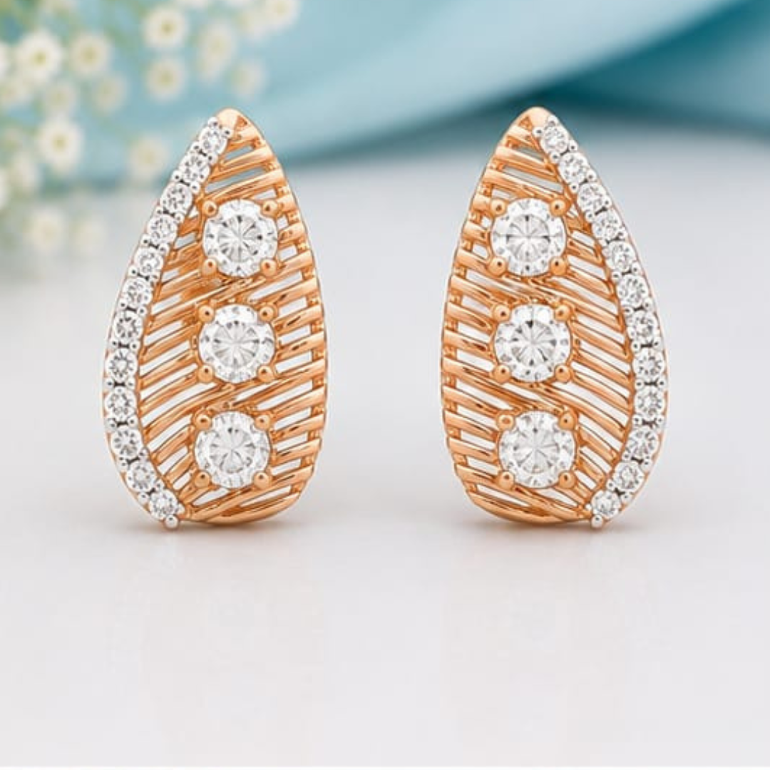 Cushion Cut Round Rose Gold Lab Grown Diamond Earrings