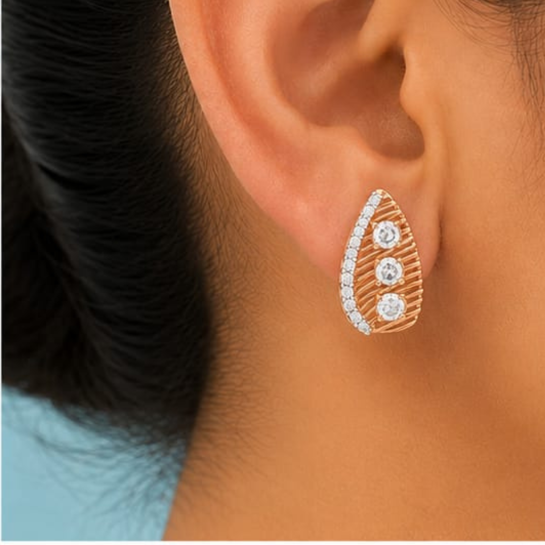 Cushion Cut Round Rose Gold Lab Grown Diamond Earrings