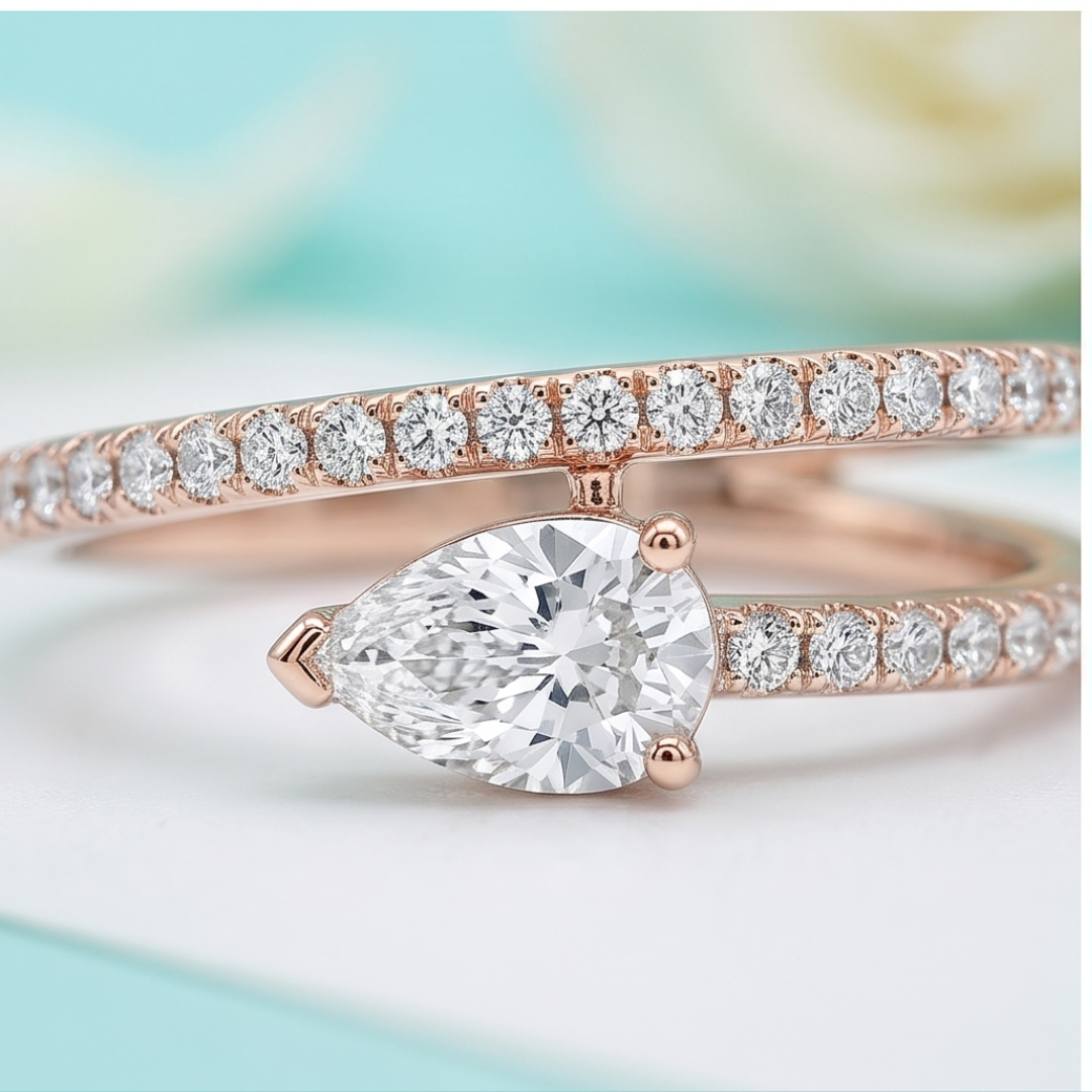 Pear & Round Lab Grown Diamond Ring