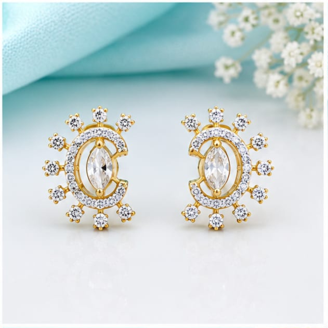 Marquise & Round Yellow Gold Lab Grown Diamond Earrings