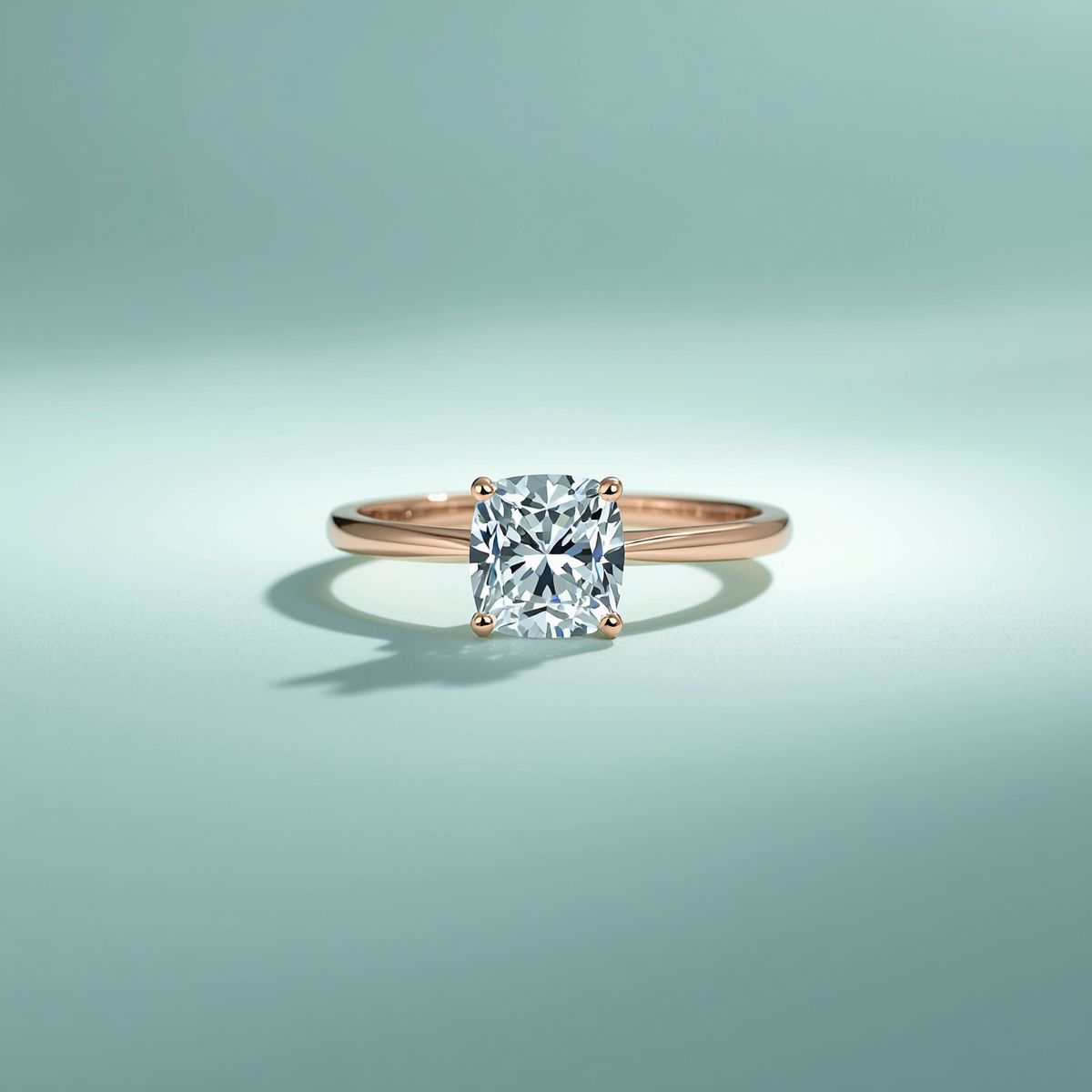 Cushion Shape Lab-Grown Diamond Gold Ring by Amulakhh Jewels