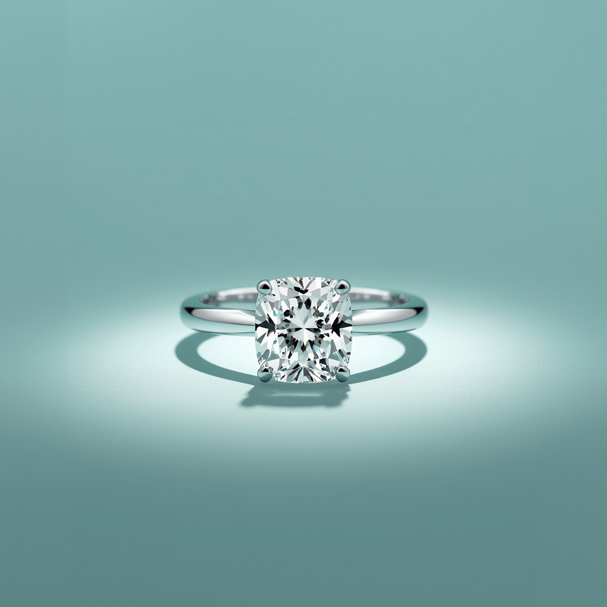 Gold Ring in Cushion Shape Diamond