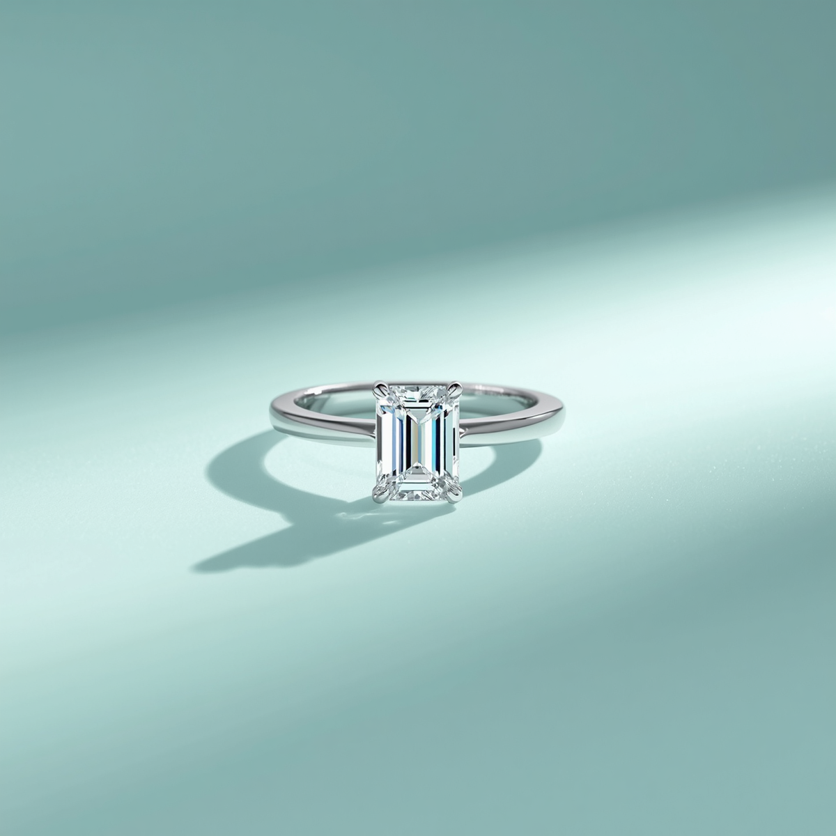 Gold Ring in Emerald Shape Diamond
