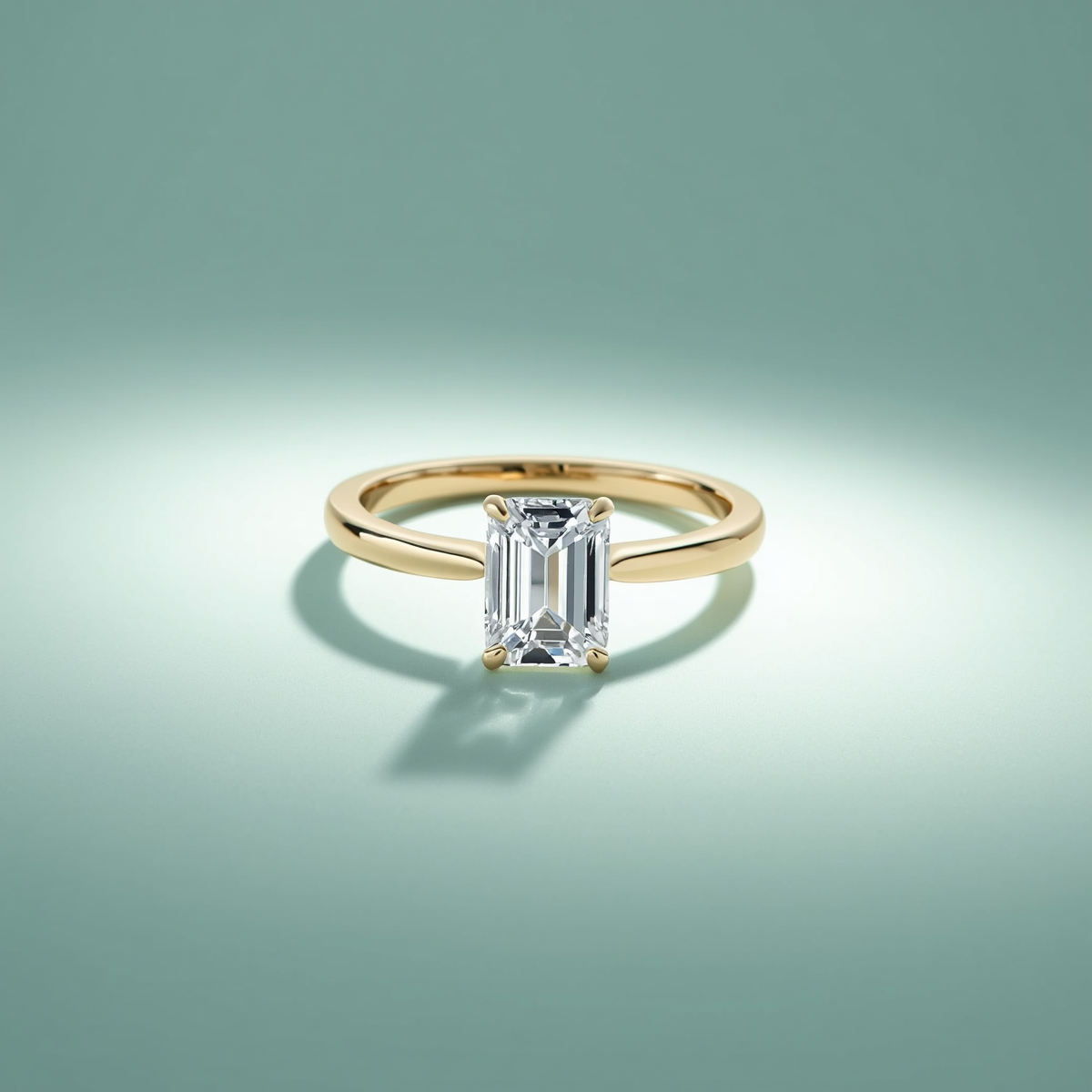Gold Ring in Emerald Shape Diamond