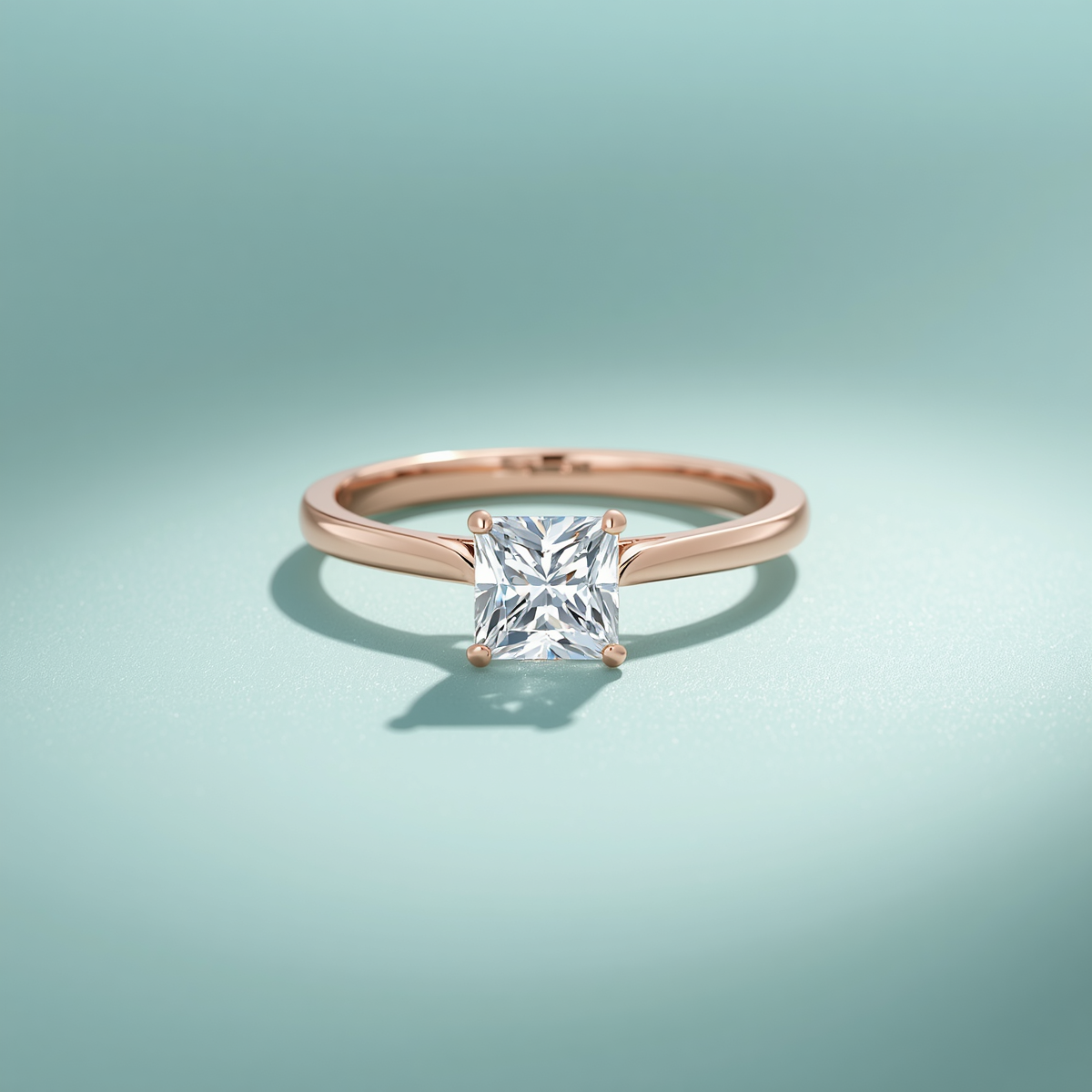 Gold Ring in Princess Shape Diamond
