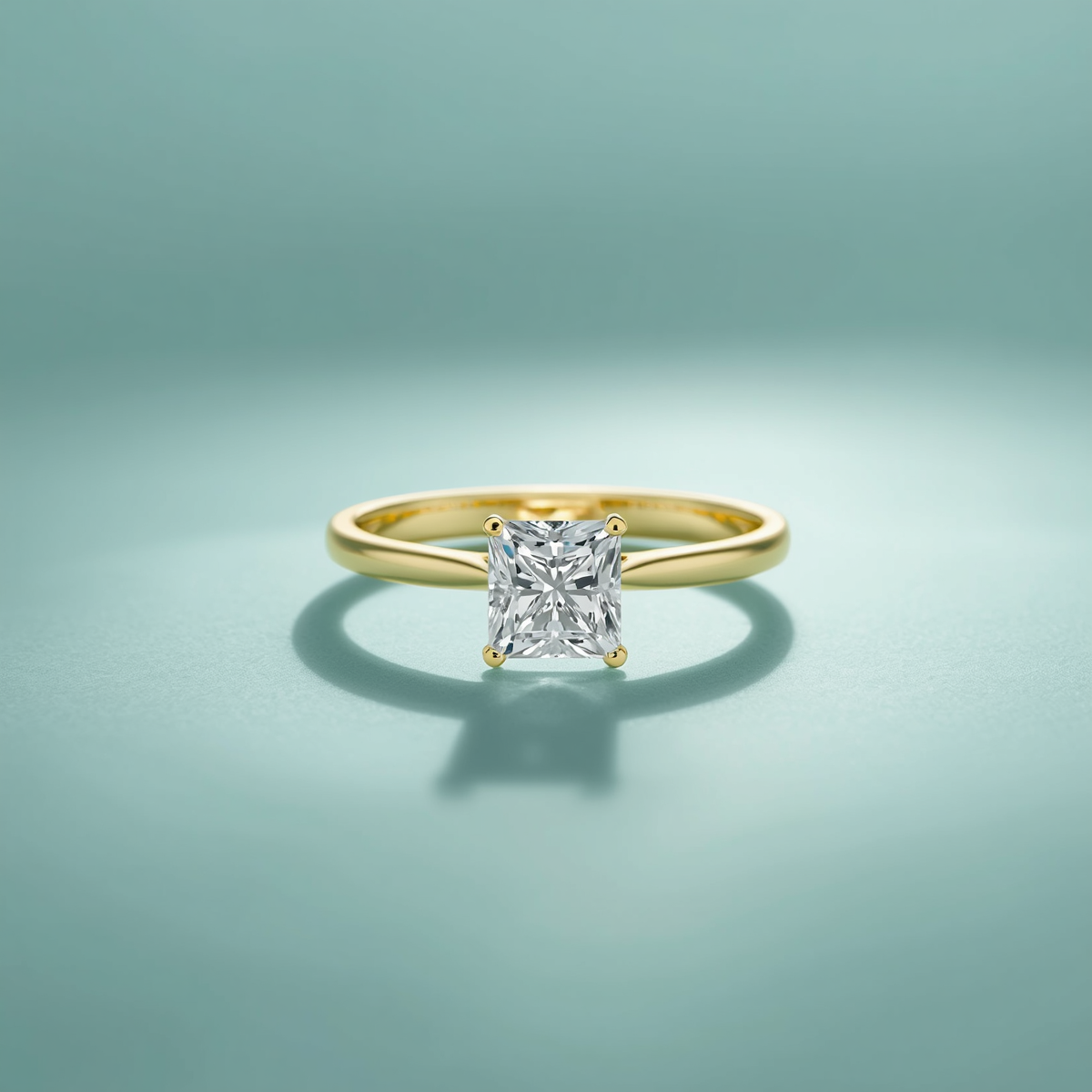 Princess Shape Lab-Grown Diamond Gold Ring by Amulakhh Jewels